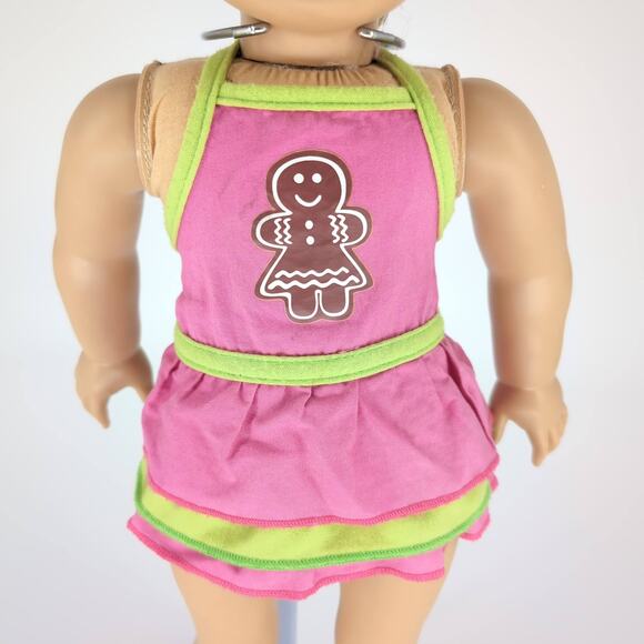 Unbranded Pink and Lime Green Holiday Baker Gingerbread Apron for 18" Dolls GUC - Picture 5 of 9